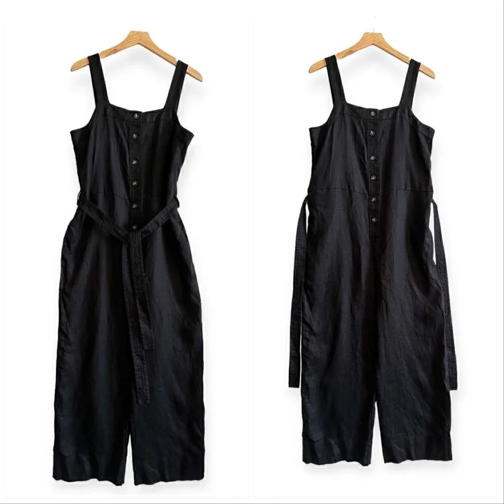 Everlane The Linen Jumpsuit in Black, Size 8 , NWT